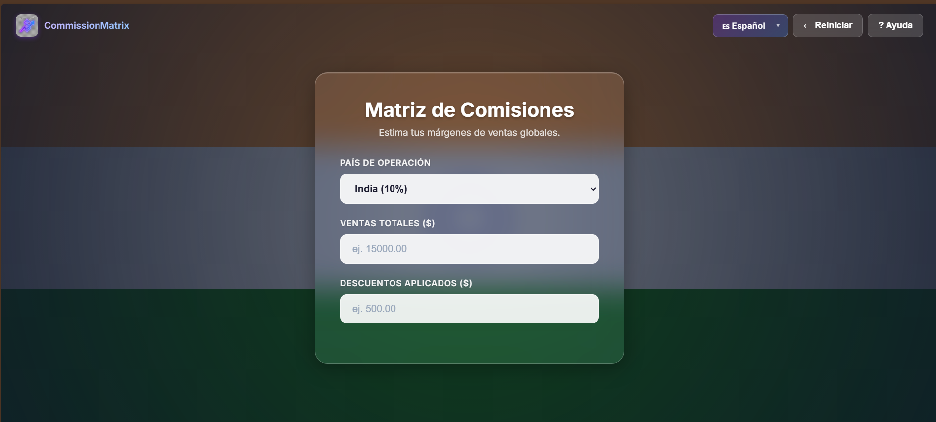Calculadora de Comisiones